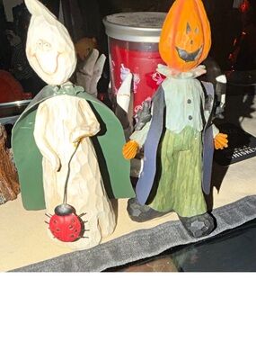 Recollections Orange Pumpkin & Green Cloak Halloween Figurine Set